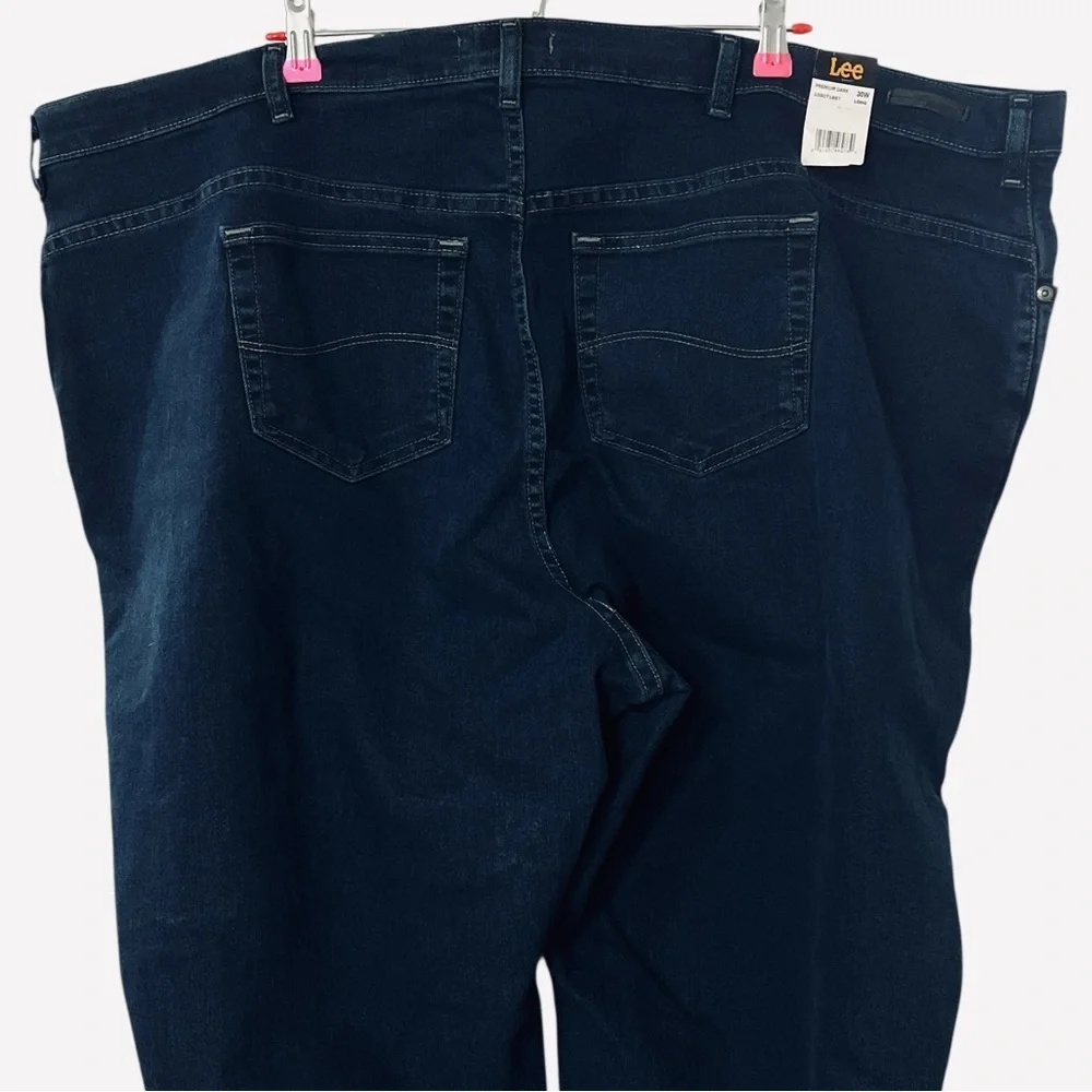 Lee Womens Relaxed Fit Straight Leg Jeans Mid Rise Stretch Dark Blue Plus Sz 30L